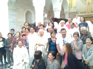 Taking pictures after the Mass at St. Catherine Church-Nativity bethlehem